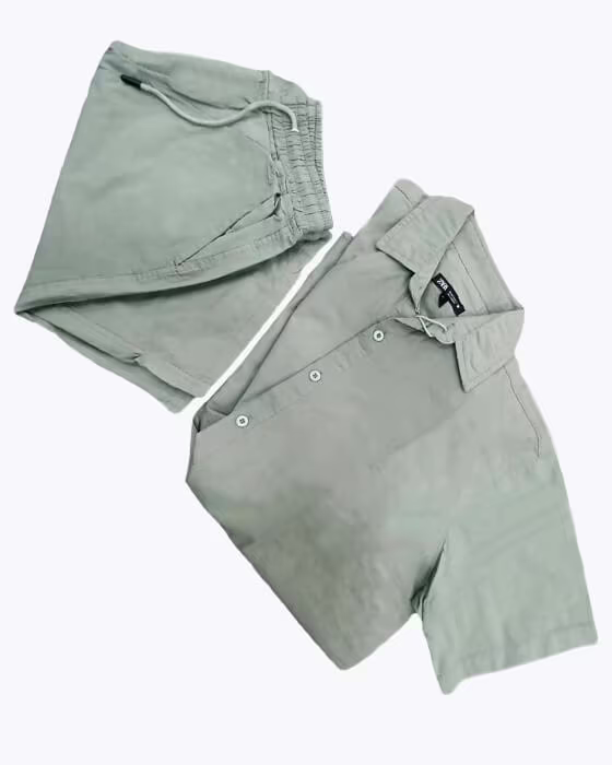 ست لباس و شلوارک لنین zara